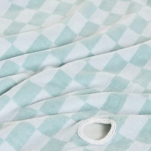 Business & Pleasure Beach Blanket and 2 Beach Towels Vintage Blue Check 3 Pc Set
